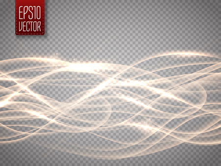 Abstract smooth glow light wave vector on transparent background. Vector special effects for your artwork. Curve flow smoke motion illustration.のイラスト素材