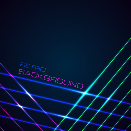 Bright neon lines background with 80s style. Vector Eps 10.のイラスト素材
