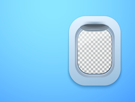 Aircraft window. Plane porthole isolated with place for your text. Vector illustration.のイラスト素材