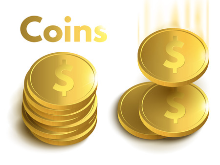 Vector Illustration of golden coins. Money isolated on white background.のイラスト素材