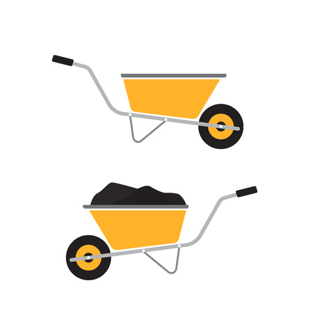 Wheelbarrow icon isolated on white. Flat illustration for web designの写真素材