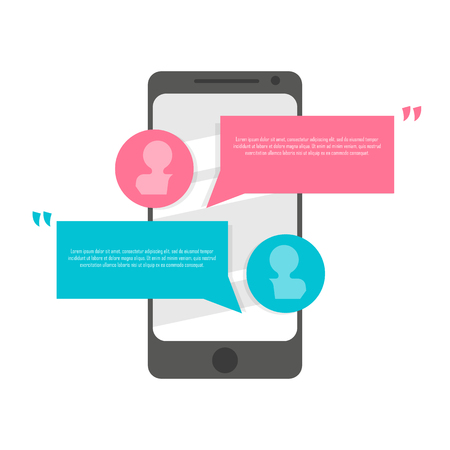 Phone chat message. Speech Bubble icons with smartphone. Communication conceptのイラスト素材