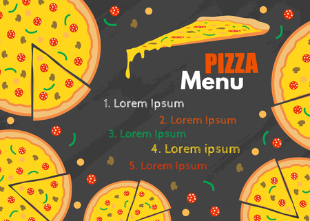Pizza menu vector background. Restaurant cafe menu, template design.のイラスト素材