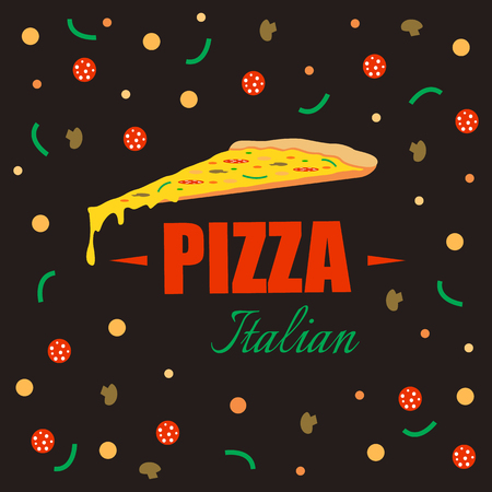 Italian Pizza design background. Vector background. Restaurant cafe menu, template design.のイラスト素材