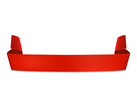 Flag vector banner. Red curved ribbon isolated on white background.のイラスト素材