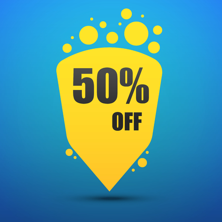 Discount bubble isolated on blue background. Vectorのイラスト素材