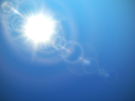 Sun isolated on blue background. Vector illustration.のイラスト素材