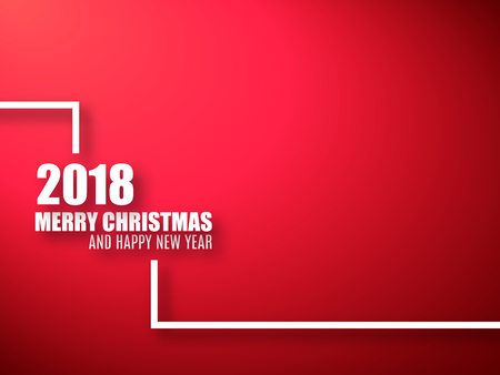 Merry Christmas and Happy New Year red background. 2018 backgroundのイラスト素材