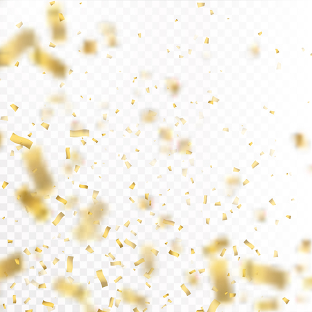 Golden confetti isolated on checkered background. Festive vectorのイラスト素材