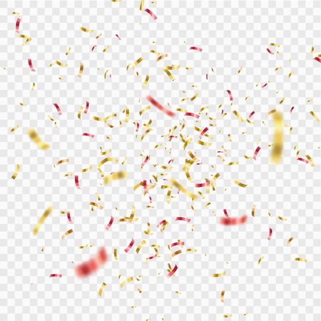 Many Falling Colorful Confetti And Ribbon Isolated. Vectorのイラスト素材