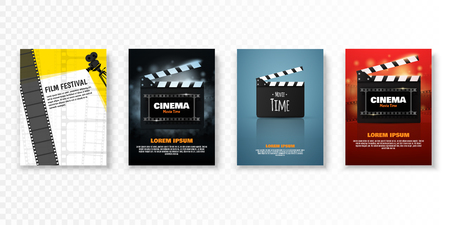 Set of vector cinema posters or flyers. Film festival promotionのイラスト素材