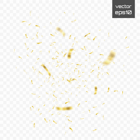 Golden confetti isolated on checkered background. Festive vectorのイラスト素材