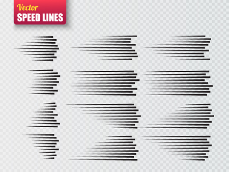Speed lines isolated. Set of motion signs. Vectorのイラスト素材