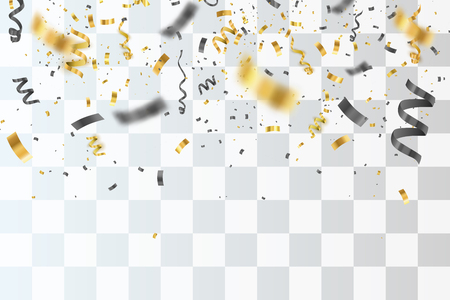 Confetti isolated. Gold and black luxury festive illustration. Vector illustrationのイラスト素材