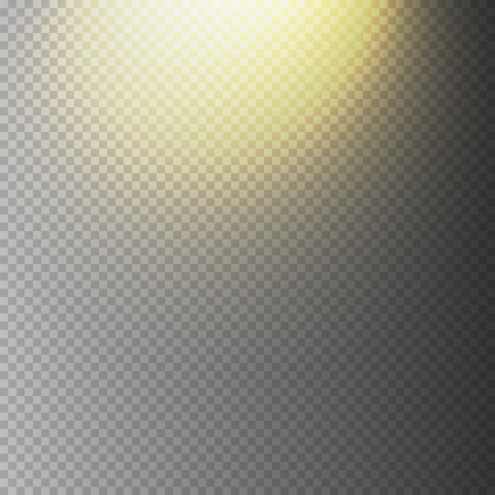 Vector sunlight effect. Sun beams or rays isolated on transparent backgroundのイラスト素材