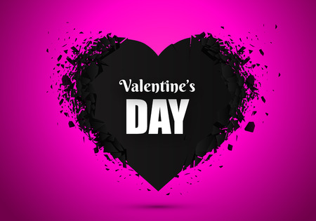 Valentines day greeting card. Heart isolated with explosion effect. Vector illustrationのイラスト素材