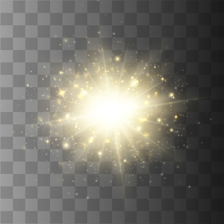 Star burst with dust and sparkle isolated. Glow light effectのイラスト素材
