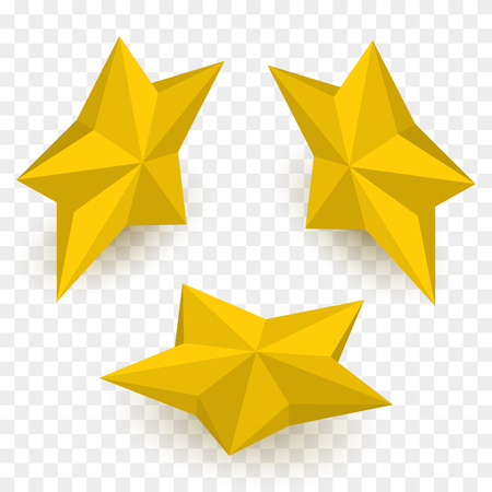 Set of isometric golden stars. Vector illustration template.のイラスト素材