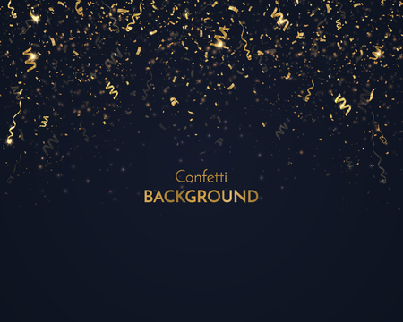 Confetti vector background. Luxury festive illustration. Fallen gold ribbons isolatedのイラスト素材