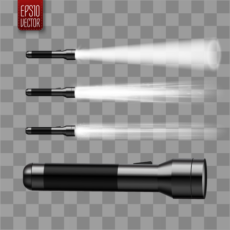 Vector flashlight isolated on transparent background. Light effectのイラスト素材