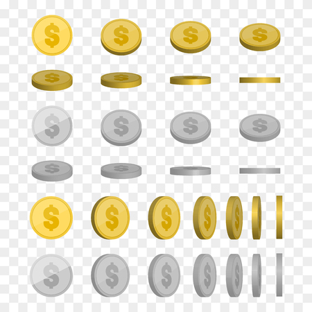 Vector Illustration of golden and silver coins.のイラスト素材