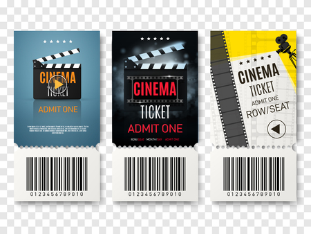Collection of different cinema tickets. Vector illustration.のイラスト素材