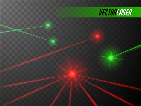 Laser beams set. Red and green lights. Vector illustration.のイラスト素材