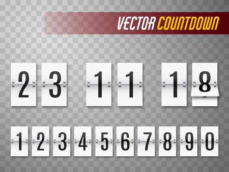 Countdown timer set. Flip time remaining scoreboard or clock. Vector.のイラスト素材