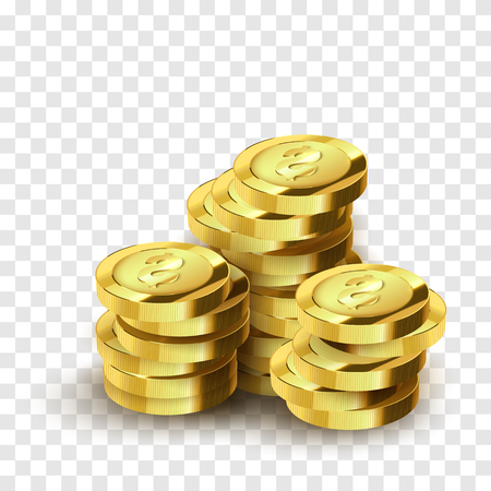 Realistic golden coins isolated. Vector jackpot illustration. Success concept.のイラスト素材