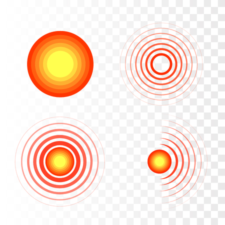 Pain symbols. Red circles of pain. Vector illustrationのイラスト素材