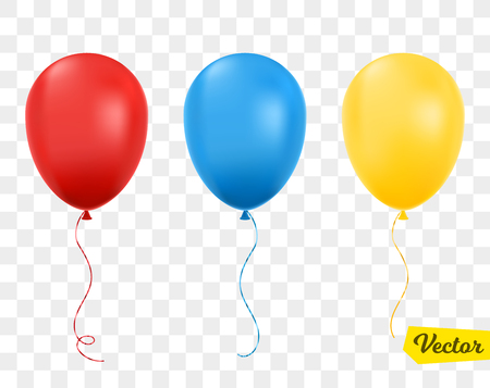 Red, blue and yellow balloons isolated. Vector illustration.のイラスト素材