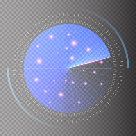 Radar screen. Sonar search. Vector HUD technology background.のイラスト素材
