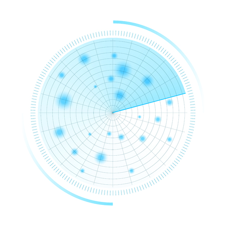 Radar screen. Sonar search. Vector HUD technology background.のイラスト素材