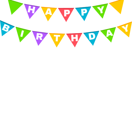 Happy birthday banner with colorful flags. Vectorのイラスト素材