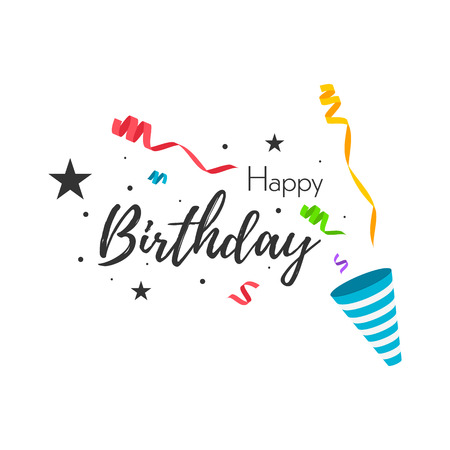 Happy Birthday banner with confetti.のイラスト素材