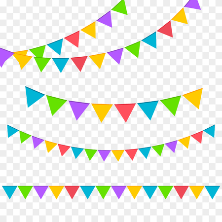 Festive garlands. Birthday party invitation banners. Vector illustrationのイラスト素材