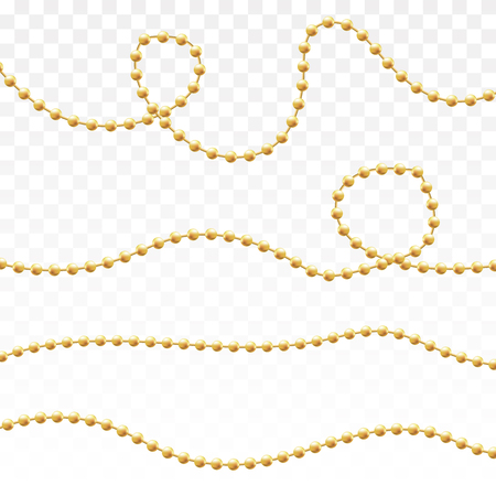 Gold mardi gras beads. Vector chains setのイラスト素材