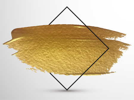 Blank banner. Vector promo banner with gold brush stroke effect.のイラスト素材