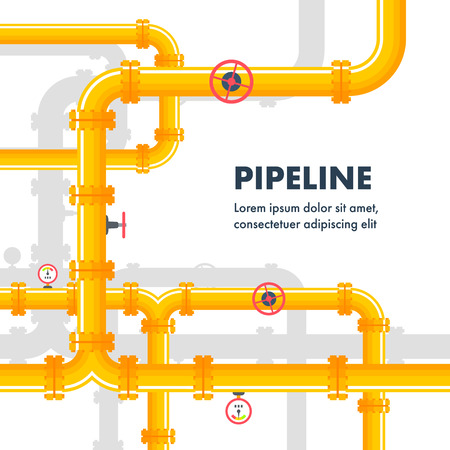 Pipeline background. Vector illustration of gas or oil pipesのイラスト素材