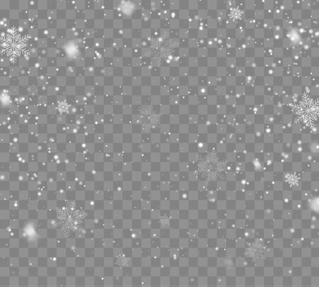 Falling Snow Overlay Background. Snowfall Winter Christmas Background. Vector Illustration.のイラスト素材