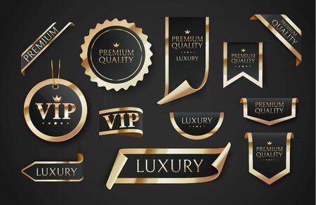 Premium quality vector badges. Luxury black labels. Vector illustrationのイラスト素材
