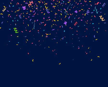 Color Confetti Isolated On Blue Background. Celebrate Vector Illustrationのイラスト素材