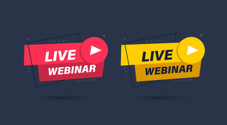 Live webinar banner. Geometric sign of online study. Vector illustrationのイラスト素材