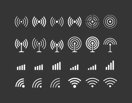 Signal signs isolated on black background. Vector iconsのイラスト素材