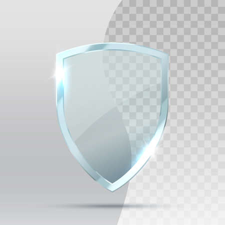 Transparent glass Shield Isolated. Shield protection vector illustration. Vector illustrationのイラスト素材