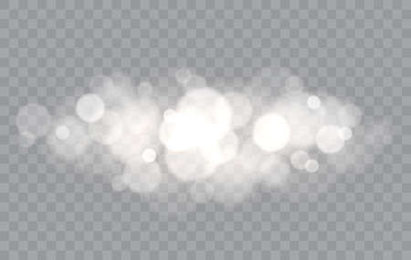 Bokeh lights overlay isolated. Transparent blurred shapes. Abstract light effect. Vector illustrationのイラスト素材