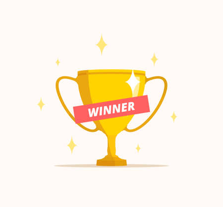 Winner concept. Trophy cup illustration. Vector prizeのイラスト素材