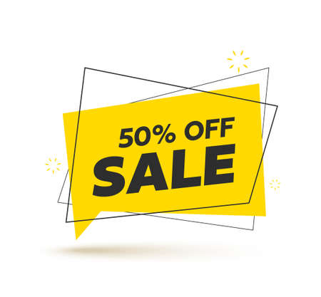 Discount banner. Yellow sale banner isolated on white background. Vector illustrationのイラスト素材