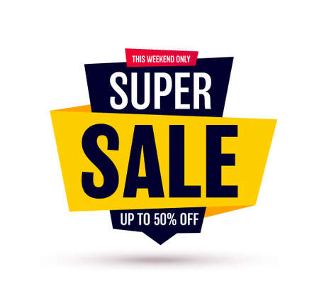 Sale Banner Isolated On White Background. Super Sale Tag. Vector illustrationのイラスト素材