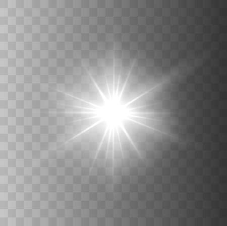 Glowing light effect. Glowing spark isolated on transparent background. Vector Star explosion.のイラスト素材